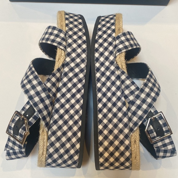 Rag & Bone Megan Espadrille Navy Gingham Platform Sandal US 8 MSRP $375 - Picture 8 of 8